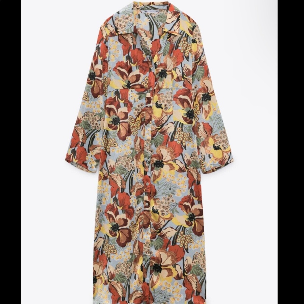 ZARA NWT SATIN EFFECT PRINT DRESS - Picture 5 of 11